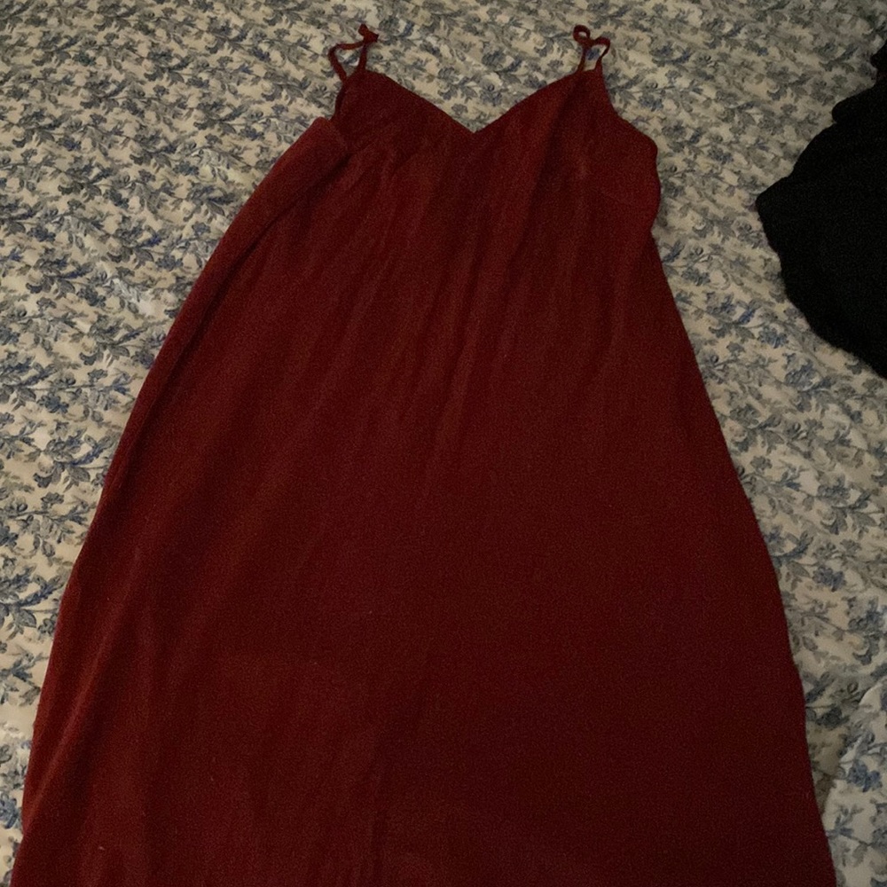 Red silk long dress